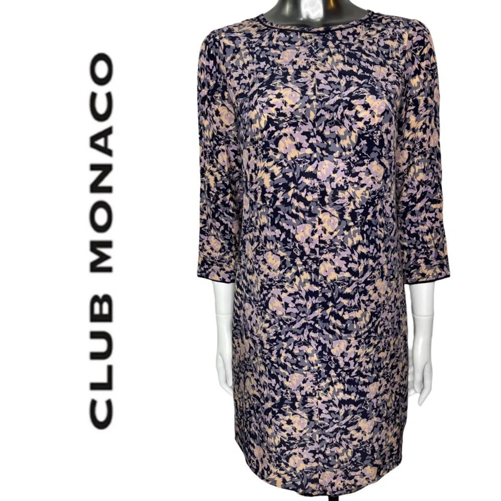 Club Monaco Dress Silk Long Sleeve Sheath Dress Size 00